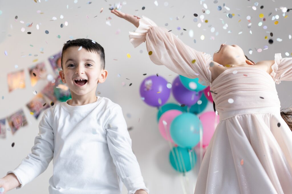 Trendy event using biodegradable confetti at a kid's party